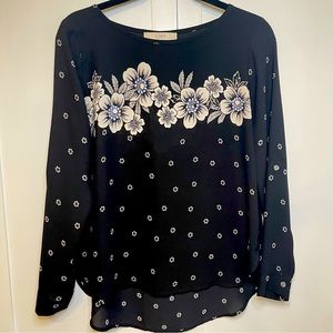 Loft black floral top